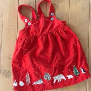 Baby Boden orange corduroy overall dress